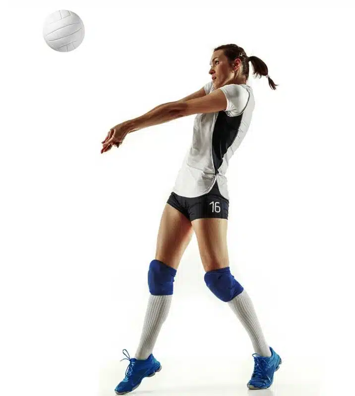 Volleyball player in action, illustrating the personalized volleyball medals category.